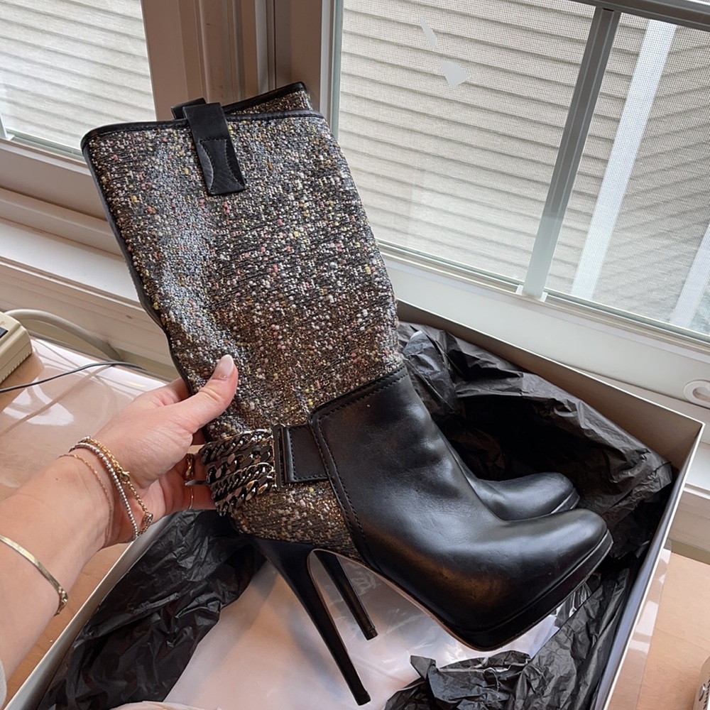 Casadei Sweet Nero Pellame Boots in black/silver
